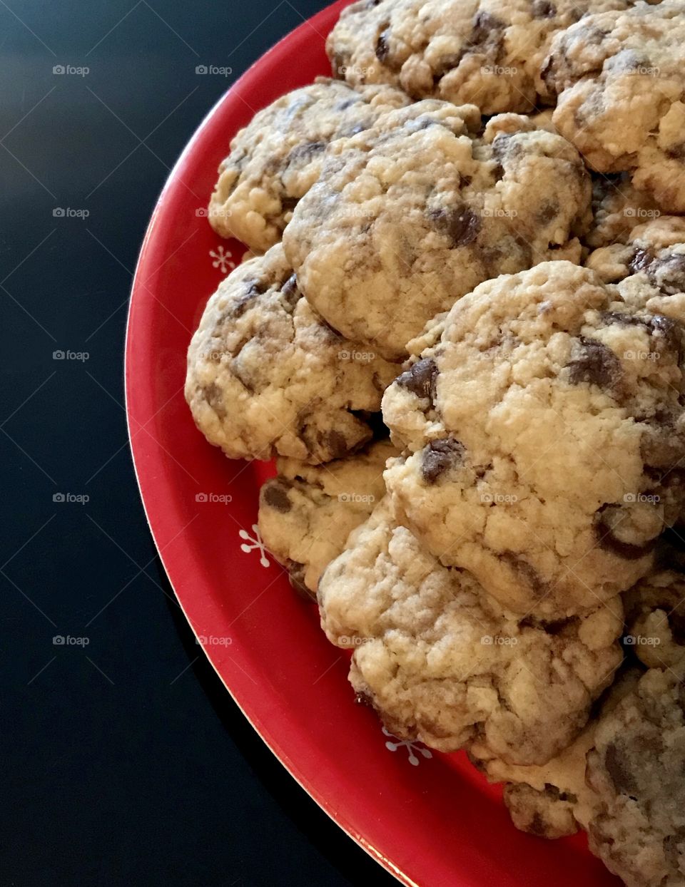 Plate of homemade chocolate chip cookies