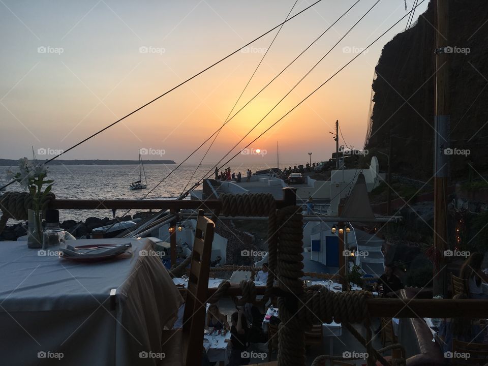 Restaurant sunset Santorini 