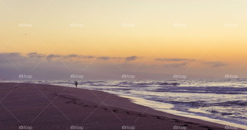 Serenity at sunrise at sea