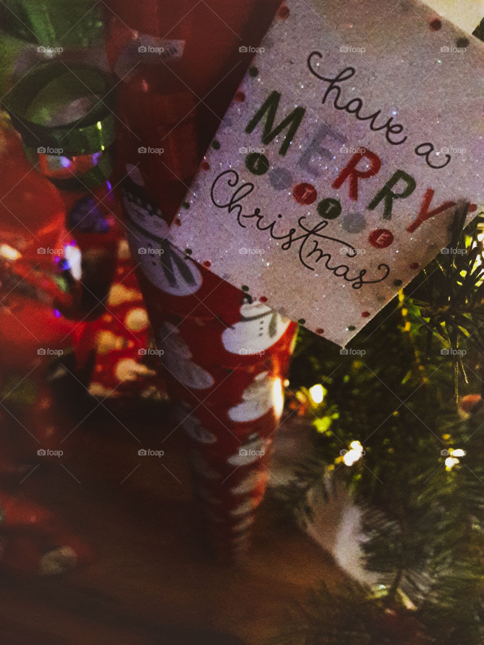 Christmas presents, under the Christmas tree.