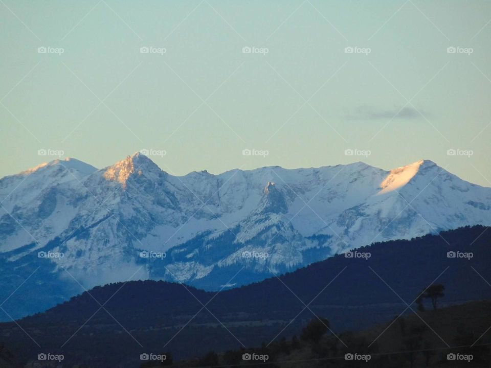 Snowy mountain peaks