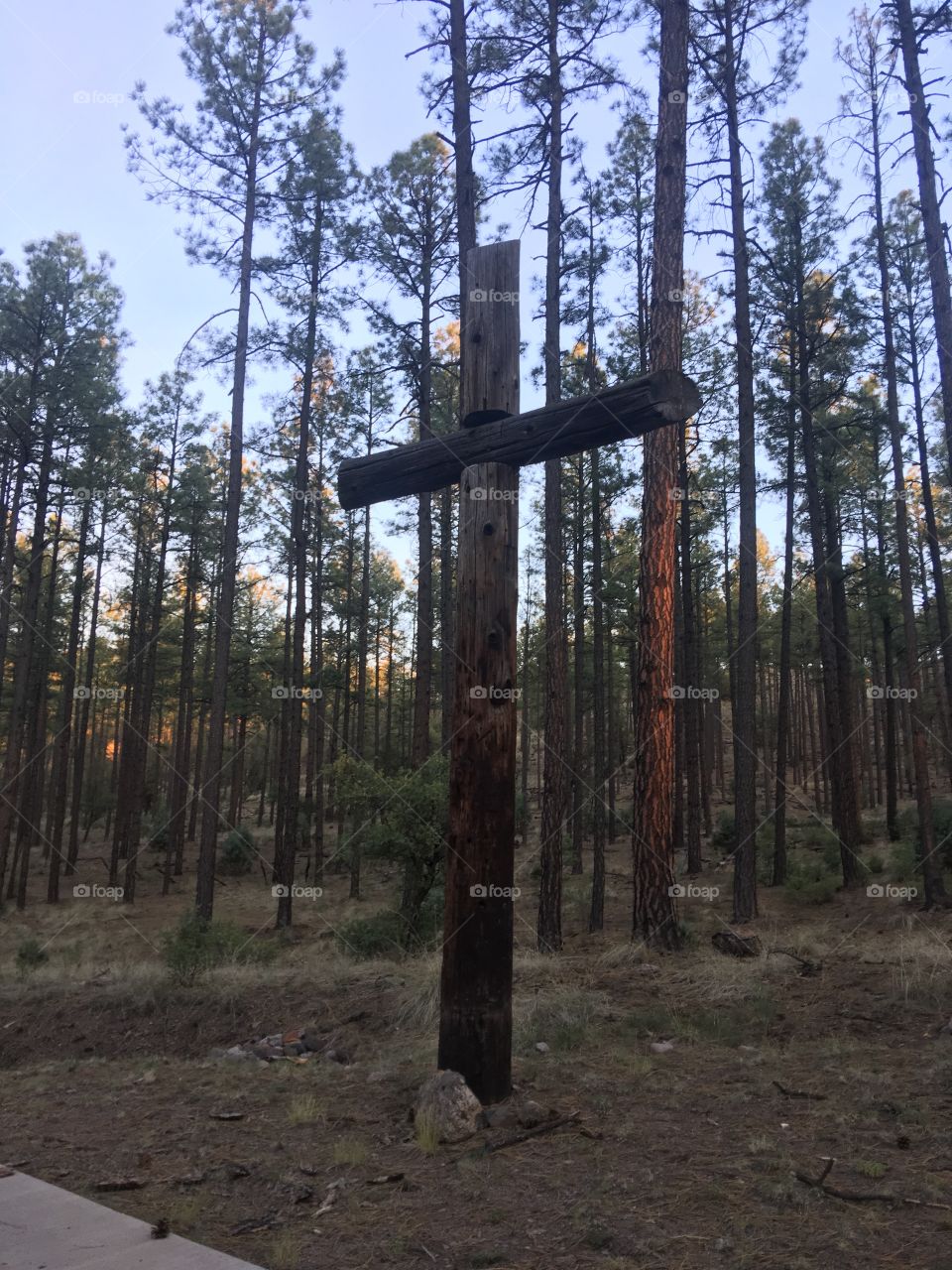 A cross made out of wood by the cabin we stayed at