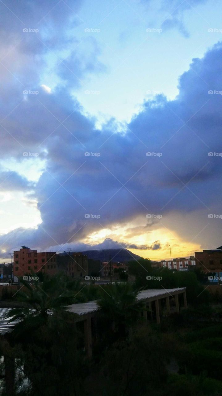 An amazing sunrise and beautiful clouds in Guelmim,South of Morocco