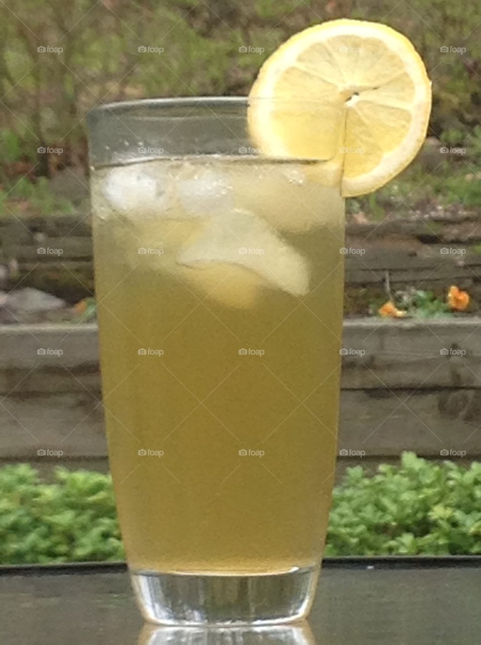 Enjoying a glass of green tea iced tea on a Spring day. 