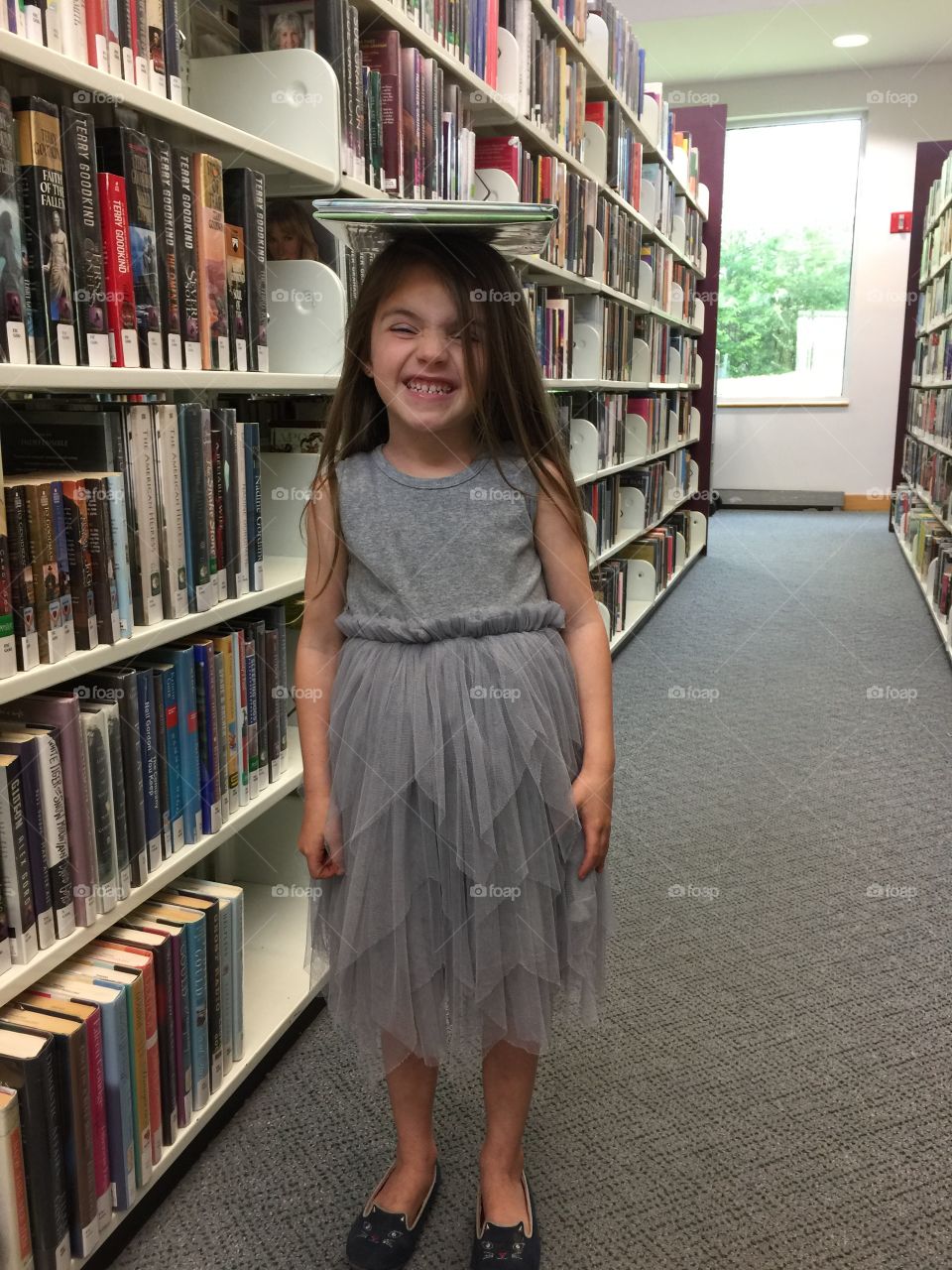 Silly girl at the library 