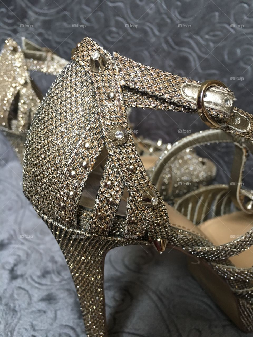 Sparkly Gold Studded Special Occasion Stiletto Shoe
