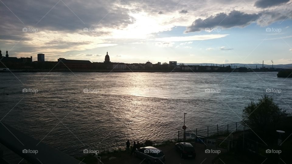 Mainz - Rhein river - spring - evening