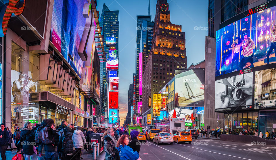 HDR and panoramic of time square in New York City, New York