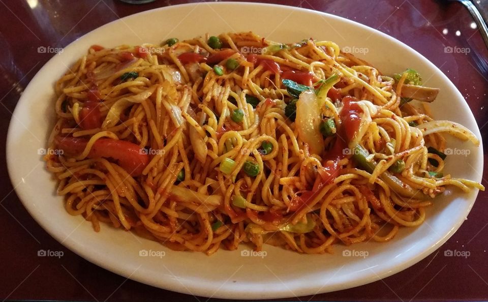 Tibetan Chauchau.  Spicy Noodles with Vegetables.