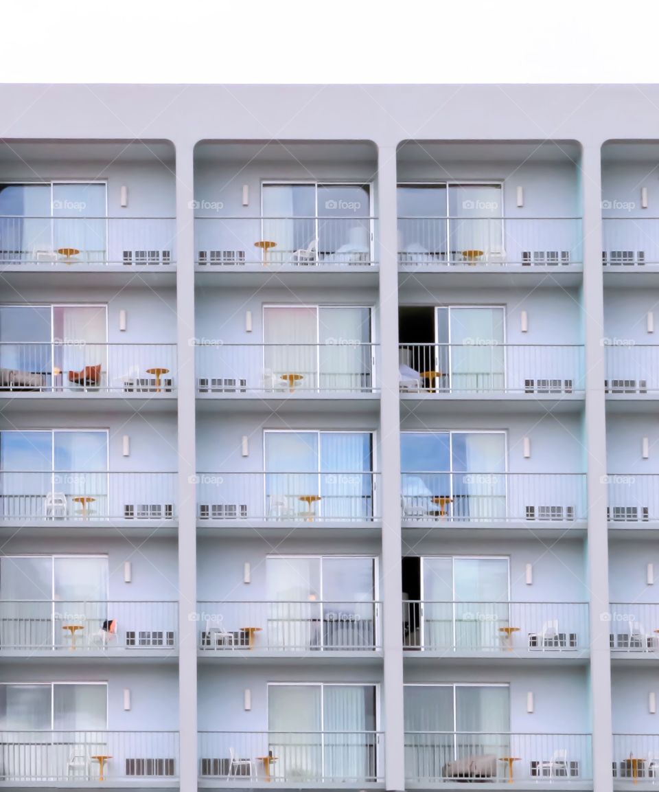 Gray hotel balconies 