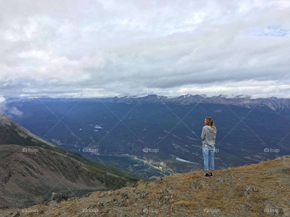 Alone on the top of a mountain 