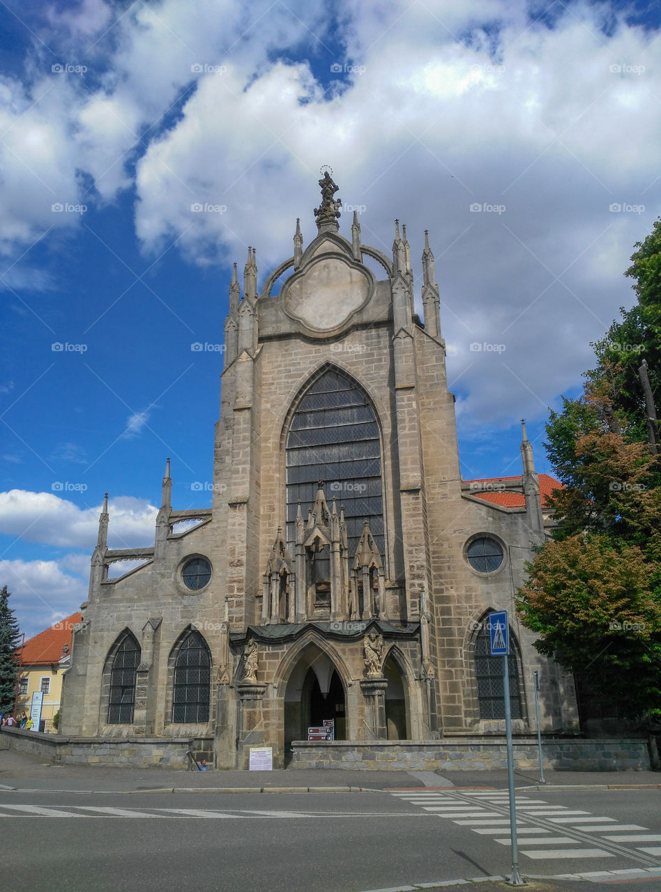 Church of the Assumption of Our Lady and Saint John the Baptist on a sunny day, Sedlec, Kutna Hora, Czech Republic