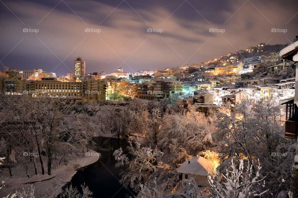 winter town view