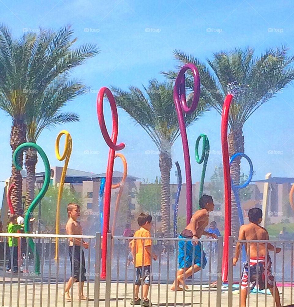 Kids playing in Splash Pad