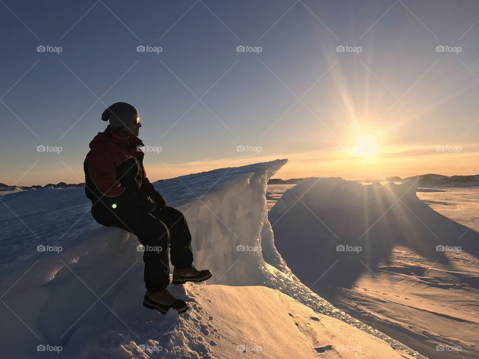 Amazing sunset view from top of iceberg 