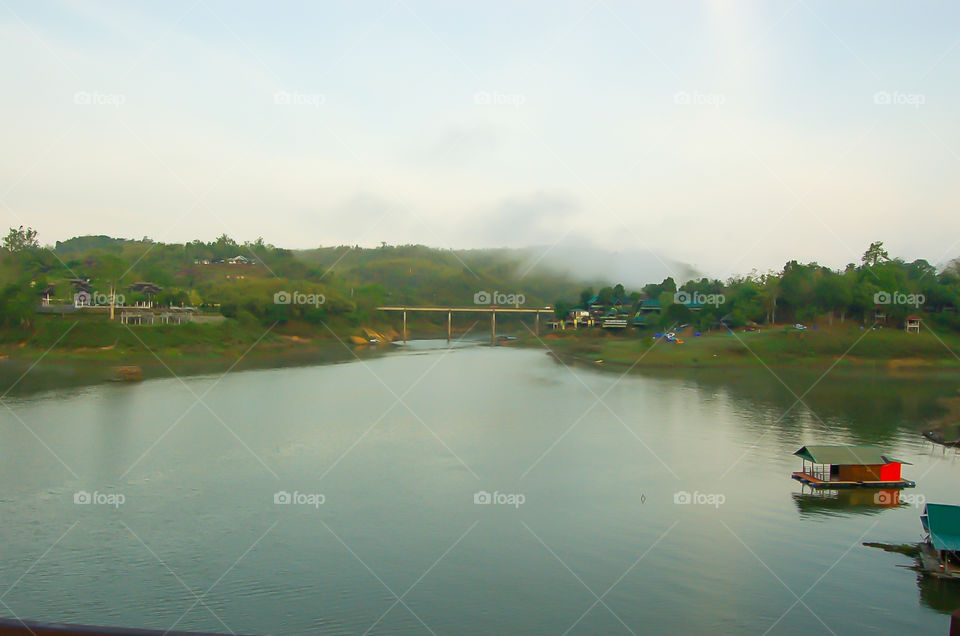 The beauty of Khao Laem reservoir in Kanchanaburi , Thailand.