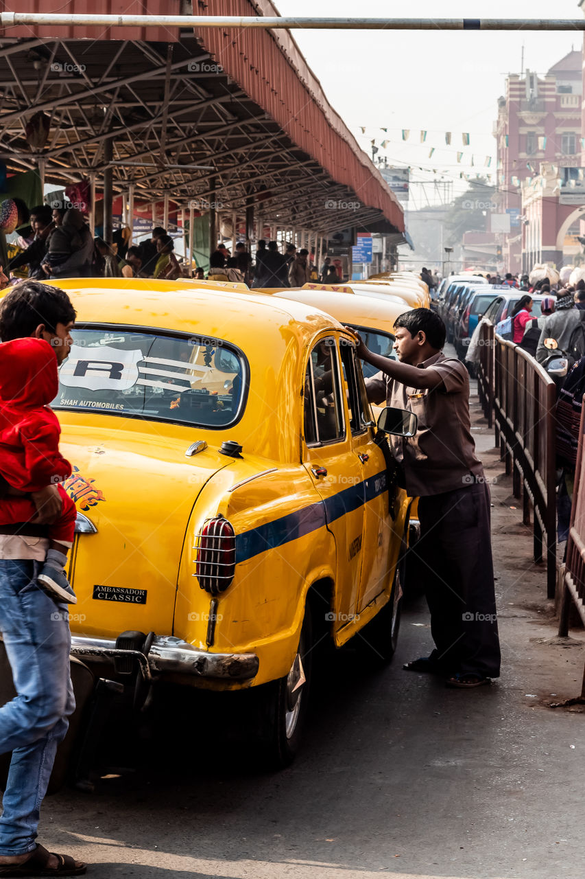 Taxi Stand infront of Howrah Station in Kolkata.