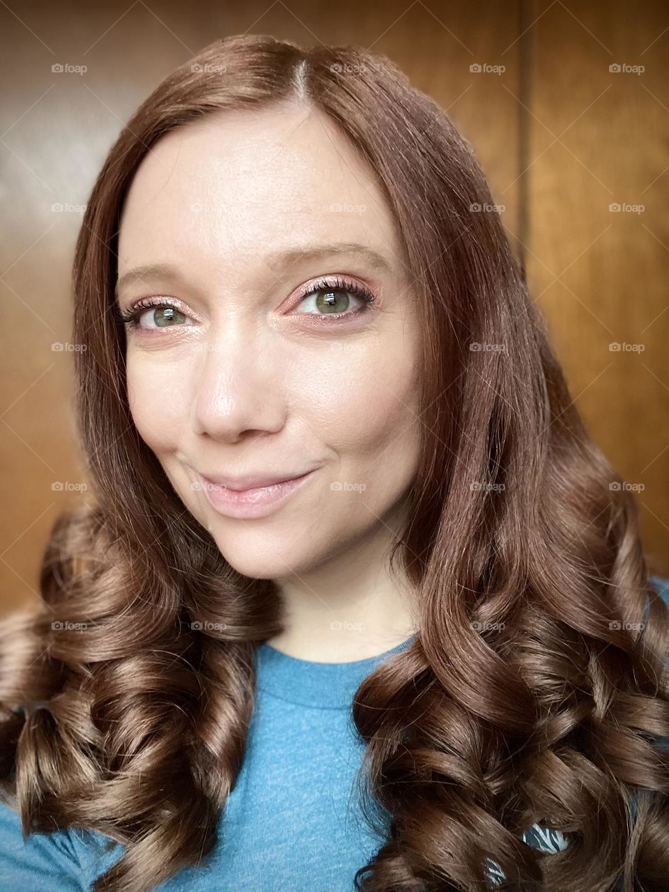 Shiny Bouncy brown curly hair 