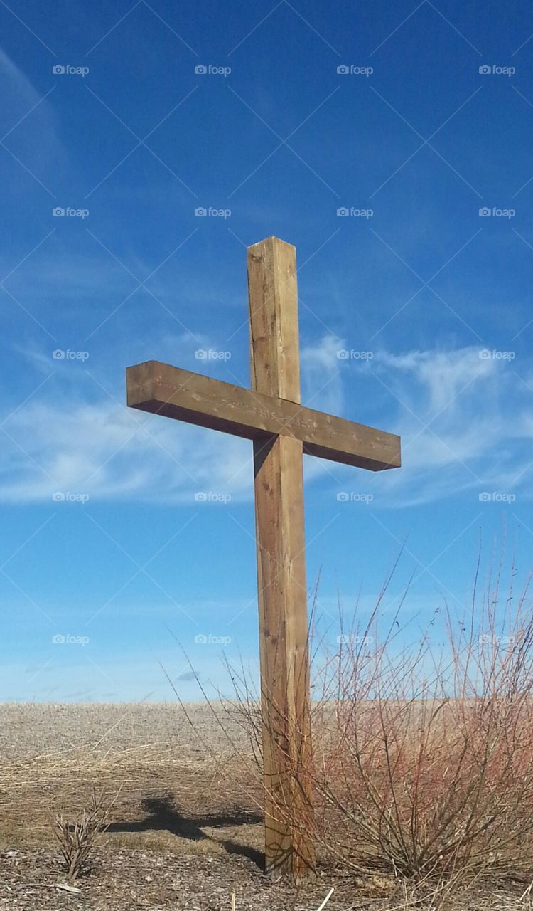 wooden cross. prayer trail