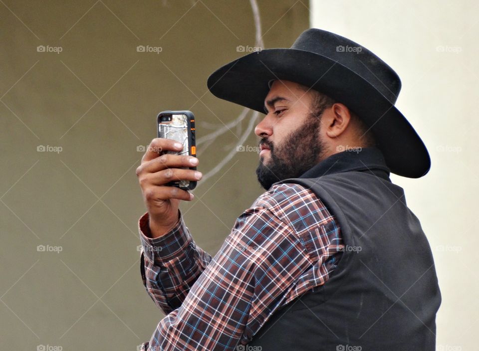 Cowboy Selfie. Old West Meets Modern Technology
