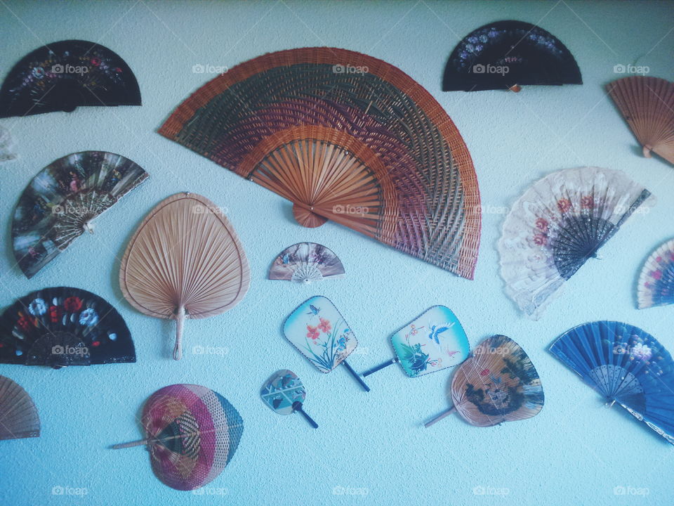 hand fan collection. Wall decoration