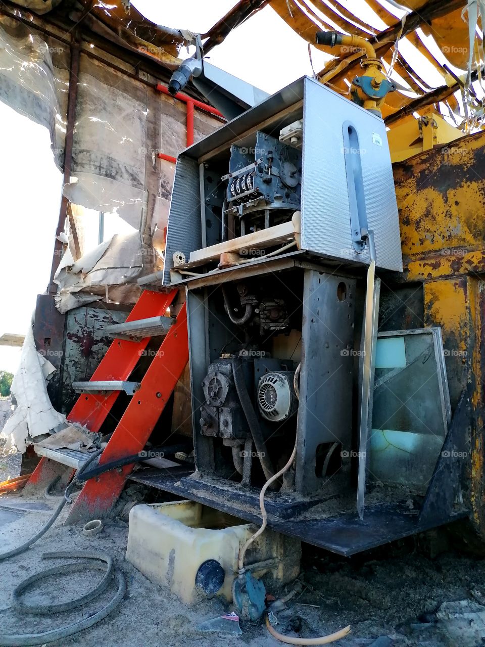 Abandoned construction site. Abandoned machines. Beautiful and urban rust, plenty of patina.