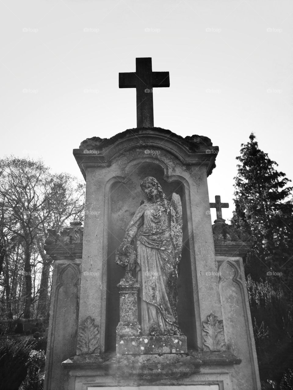 Old tombstones in graveyard