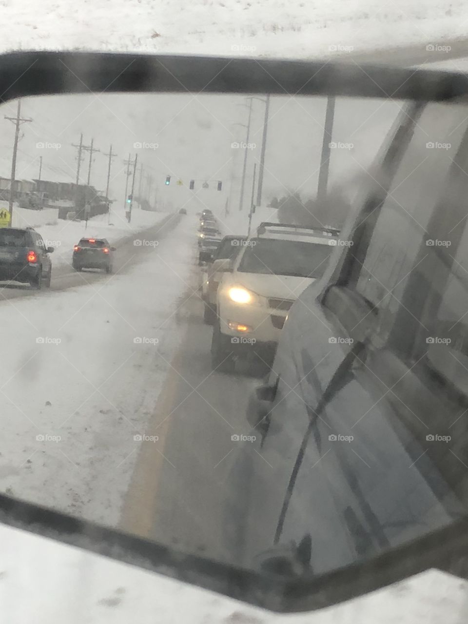 Painful drive in winter traffic 