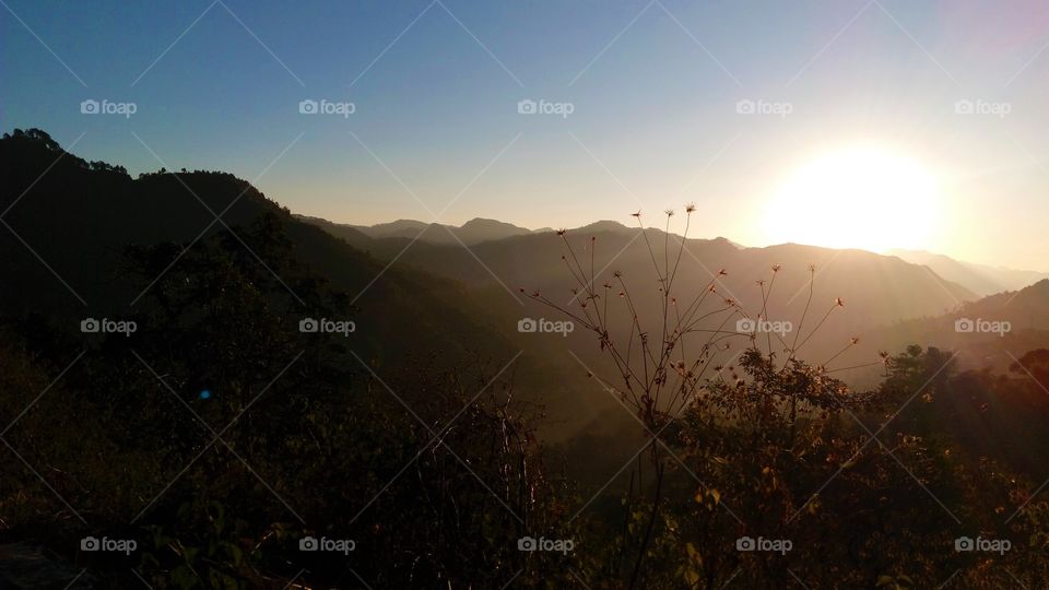 sunrise view and beautiful mountain