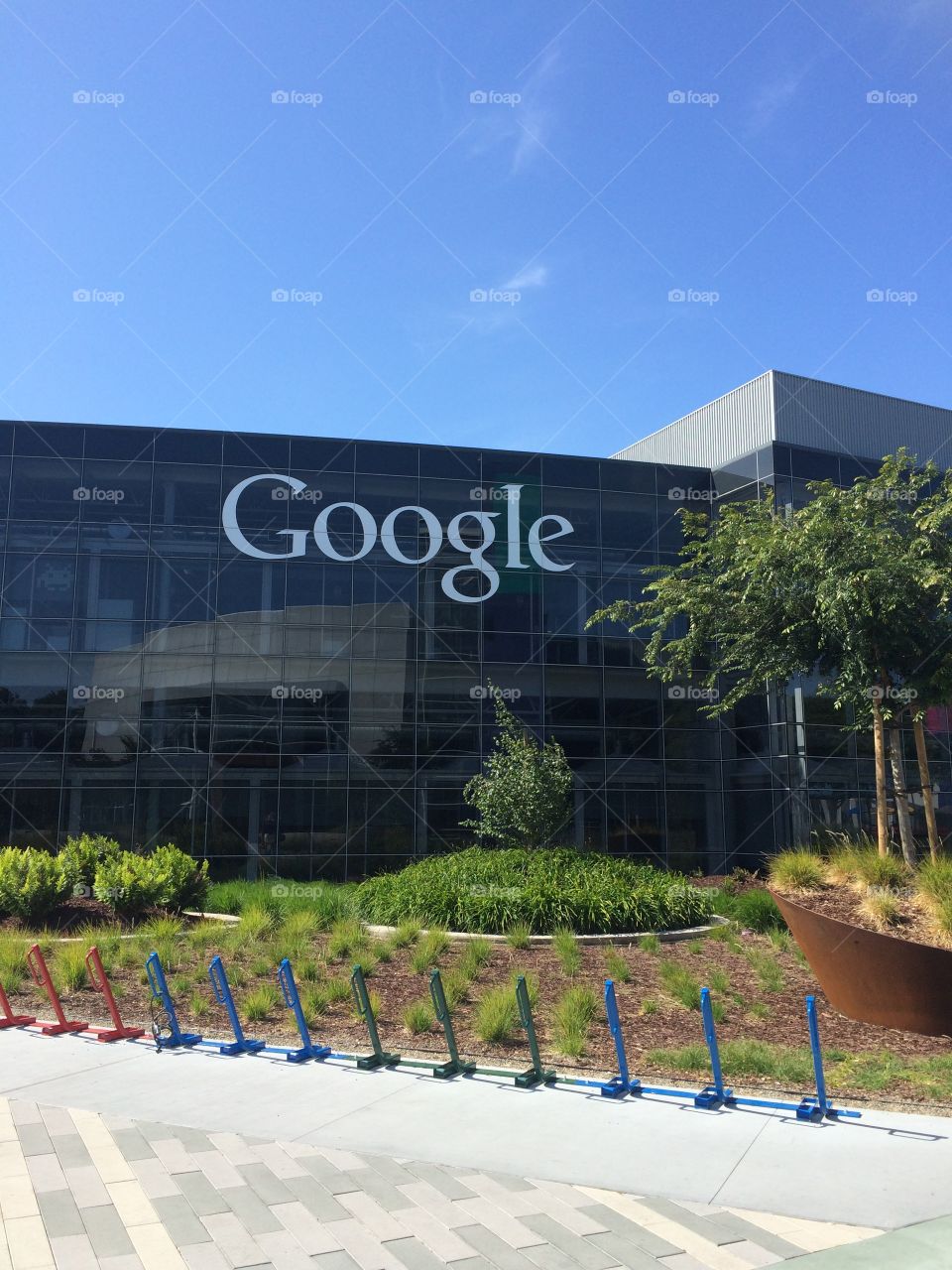 Google Headquarters. The headquarters sign