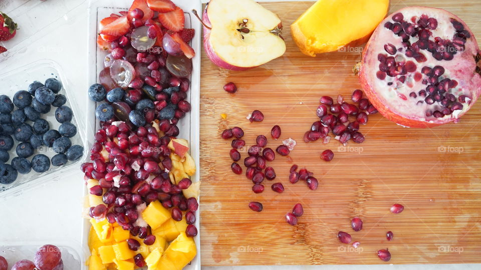 View from above while doing Fruity Fun at Home. Colorful Filling Combination gives us Mind freshness and Makes into the Creative ideas of Visualization.