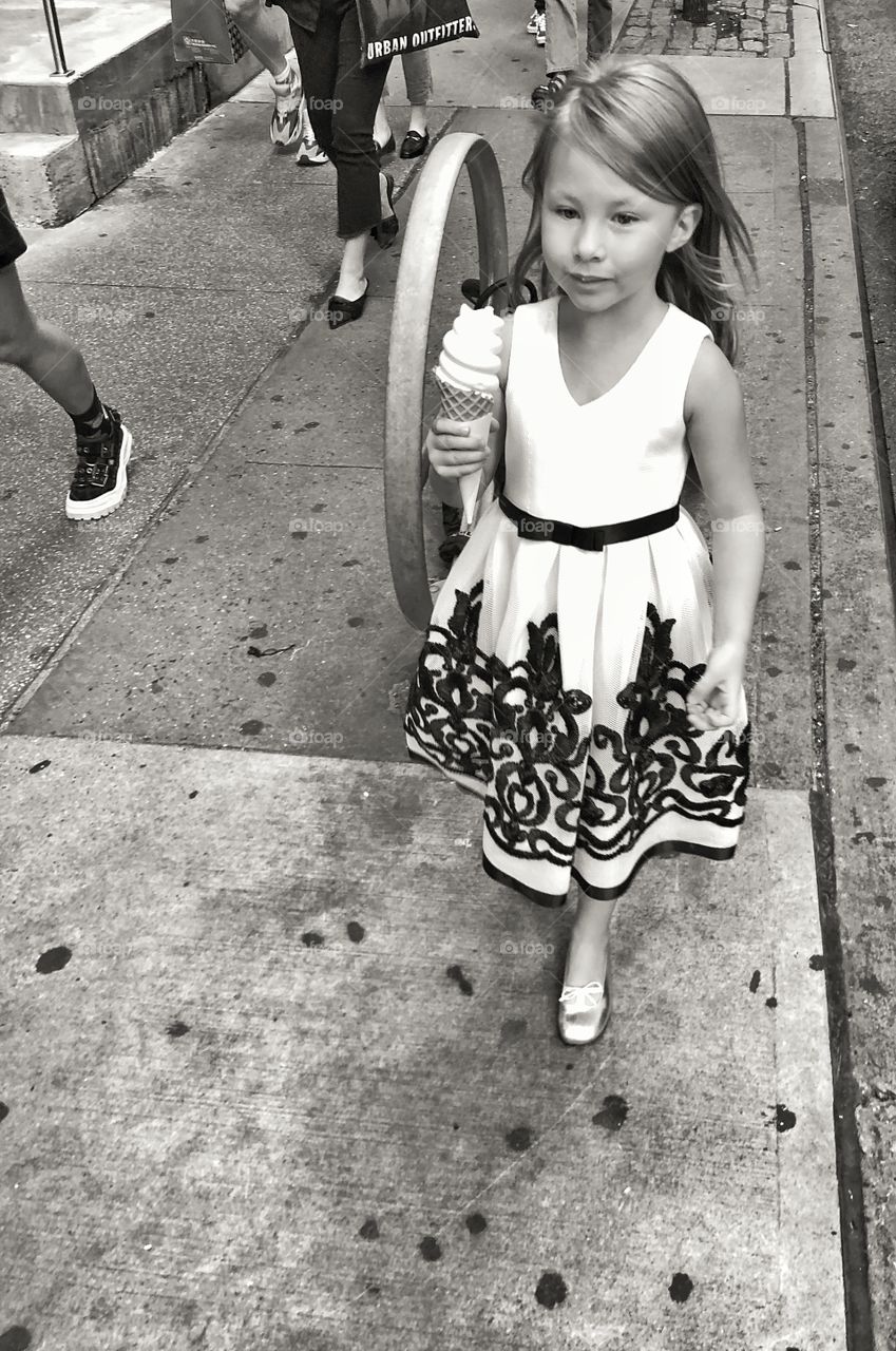 Walking with ice cream 