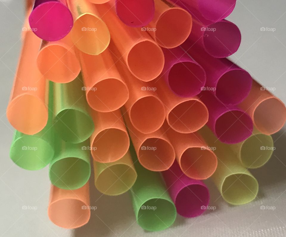 Neon colors drinking straws tubes 