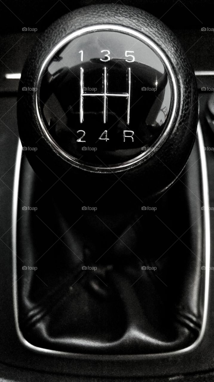 Manual gear shift knob. Gear shift from a modern sport car.