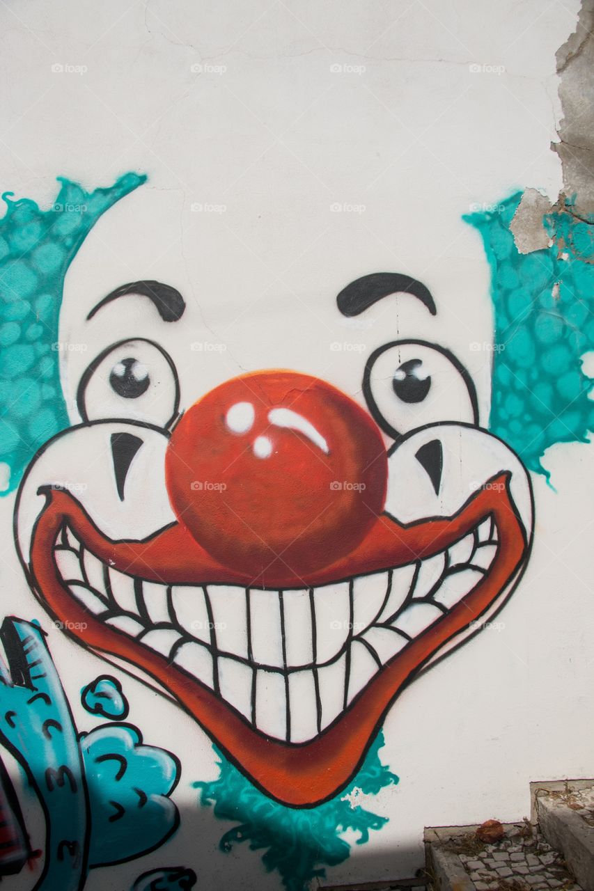 Clown graffiti in Lisbon 
