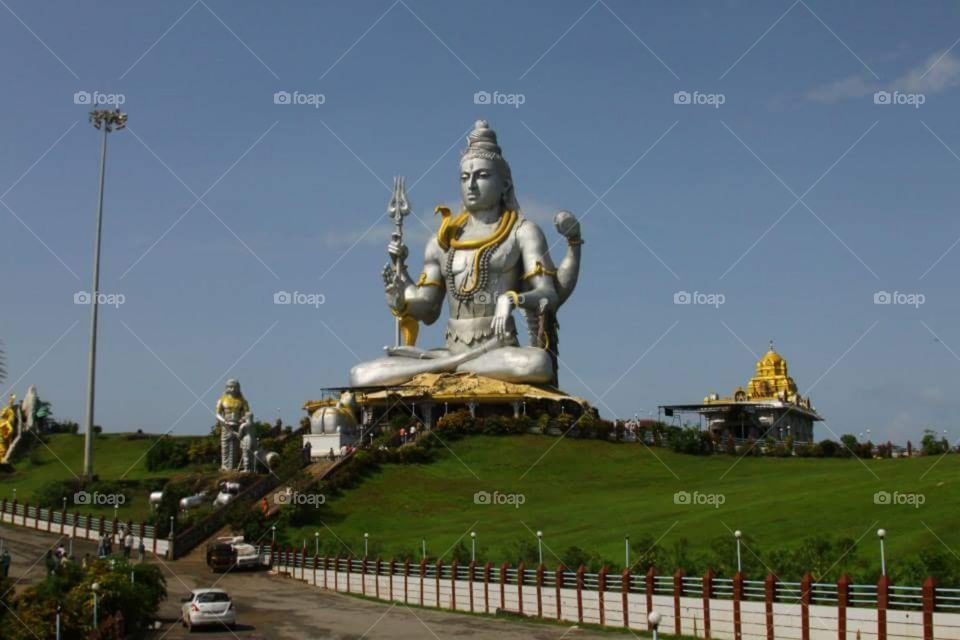 Murdeshwar tample in Karnataka India. 
Giant Lord shiva statue. Murdeshwar is another name of the Hindu god Shiva.