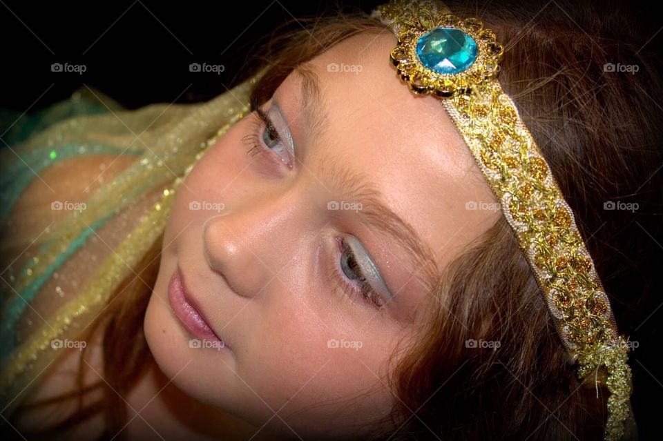 High angle view of girl