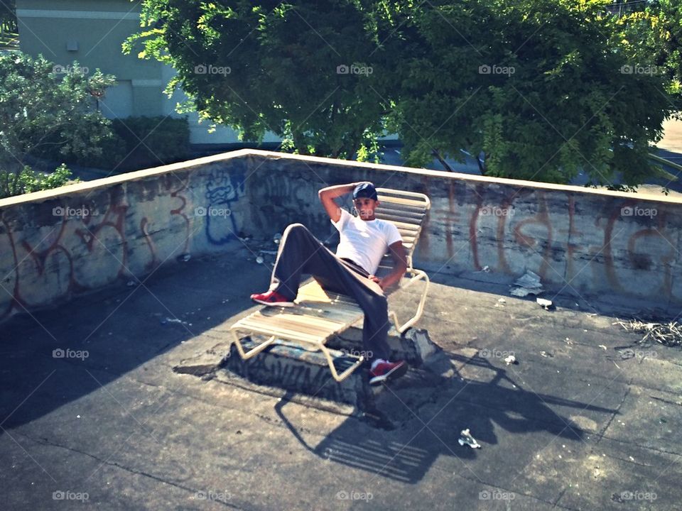 Relaxing on the rooftop