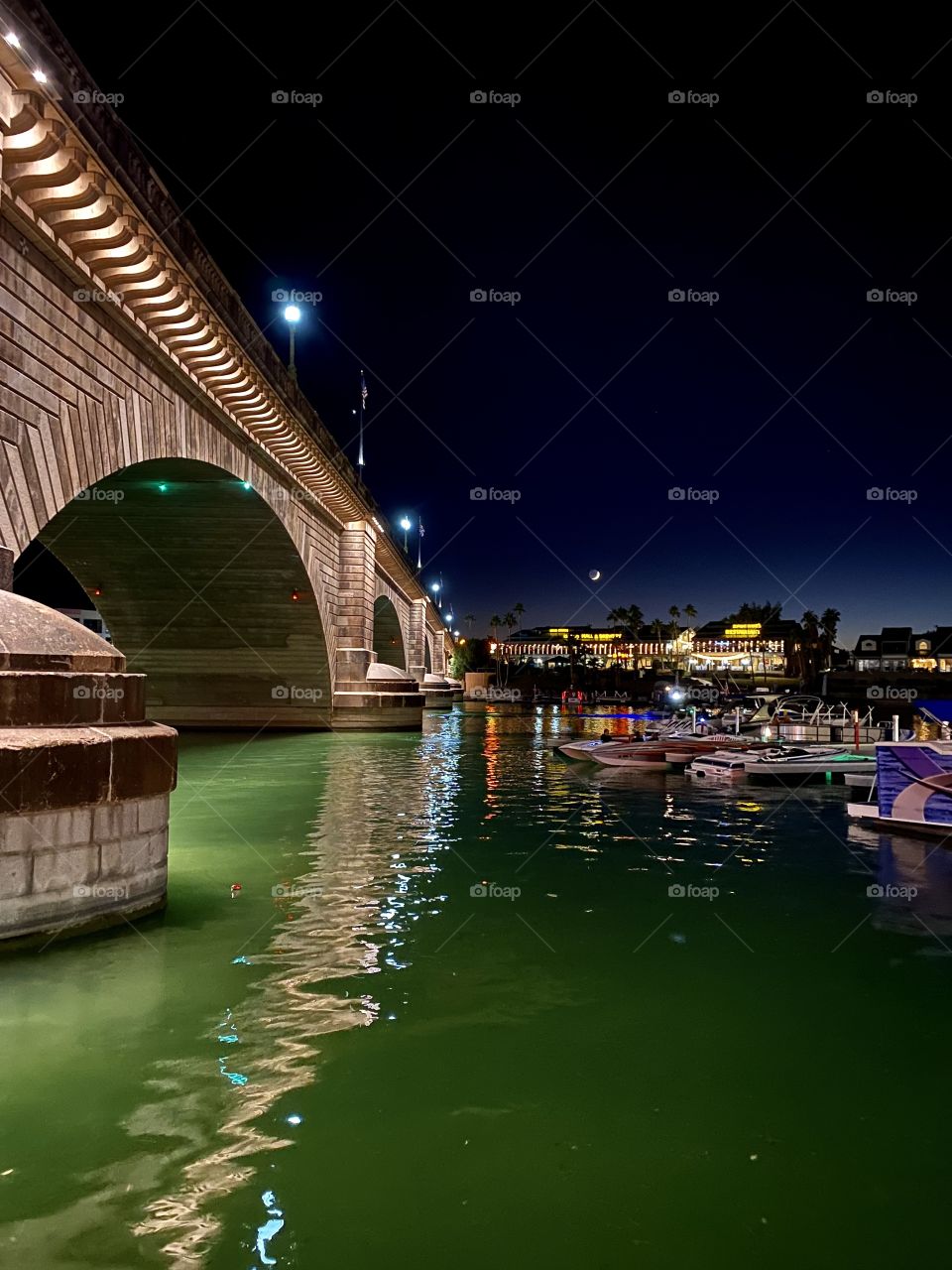 London Bridge in Lake Havasu City Arizona at night 