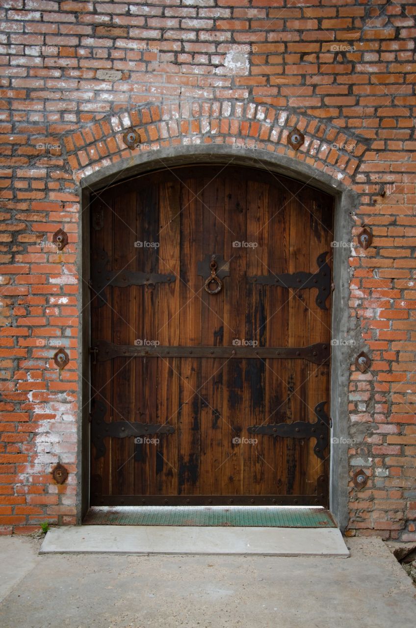 Large antique double wooden door