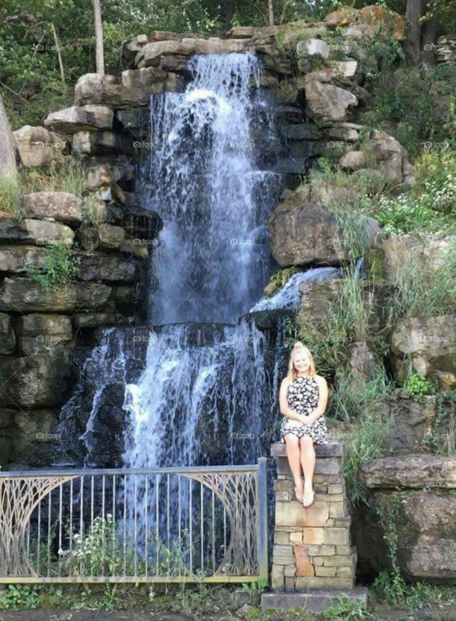 Waterfall and girl