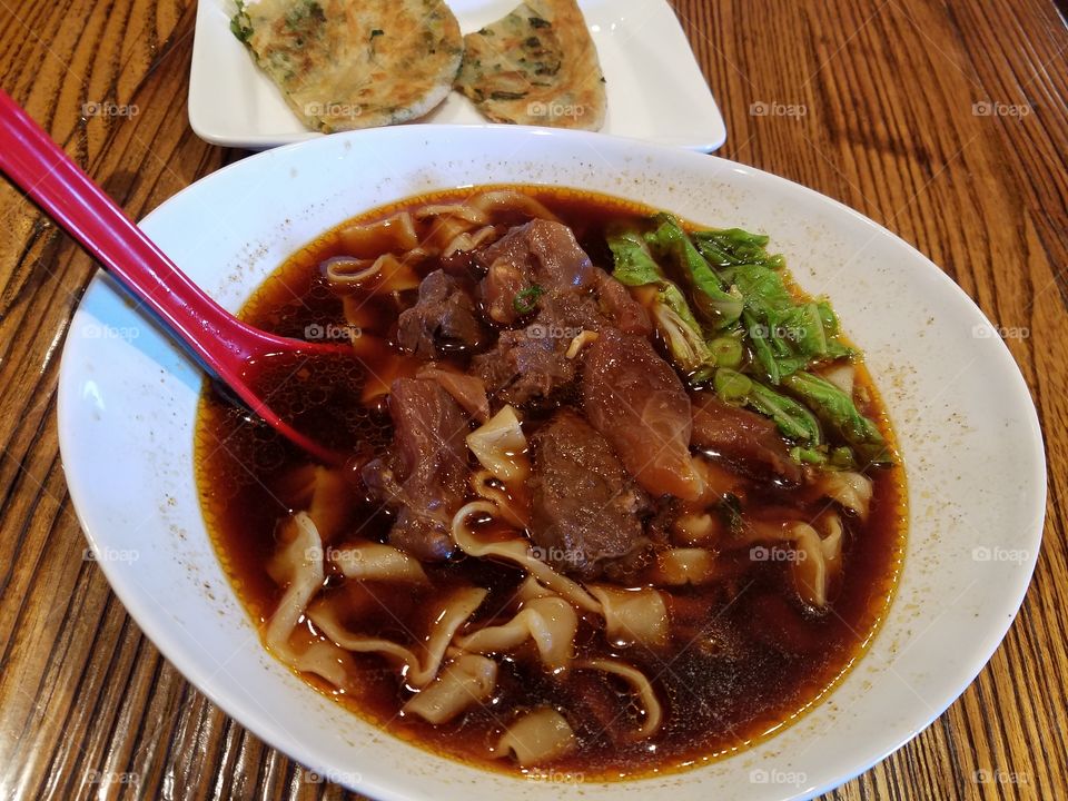 Taiwanese beef tendon egg noodle soup