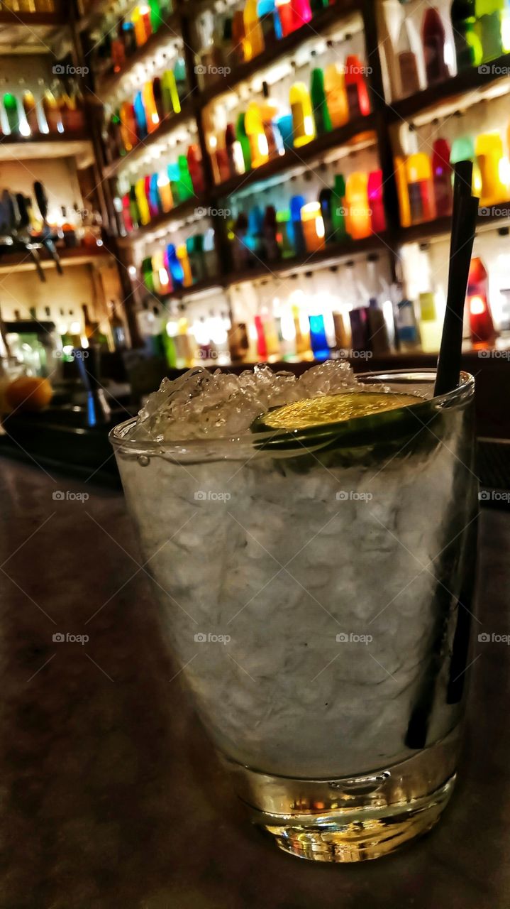 Drinkng a cocktail in Brettos bar in Plaka,Athens