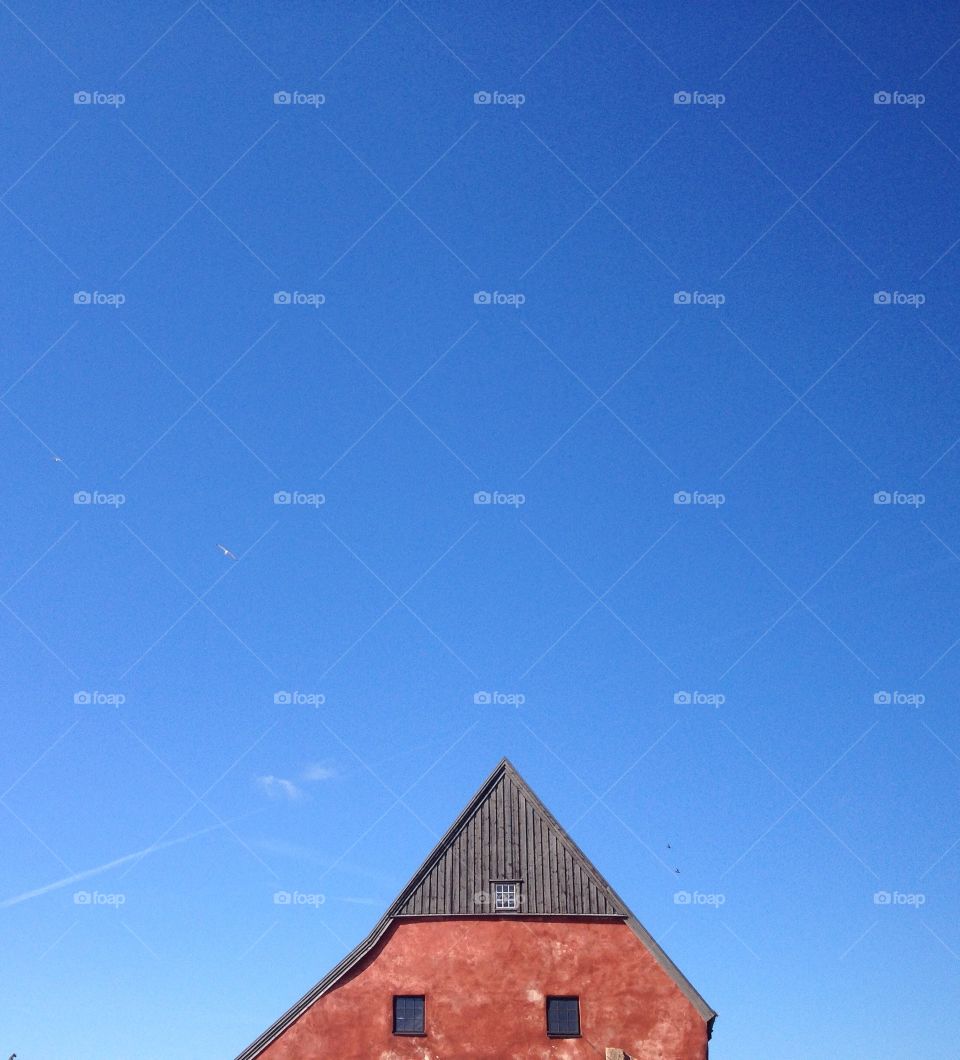 Roof against blue sky