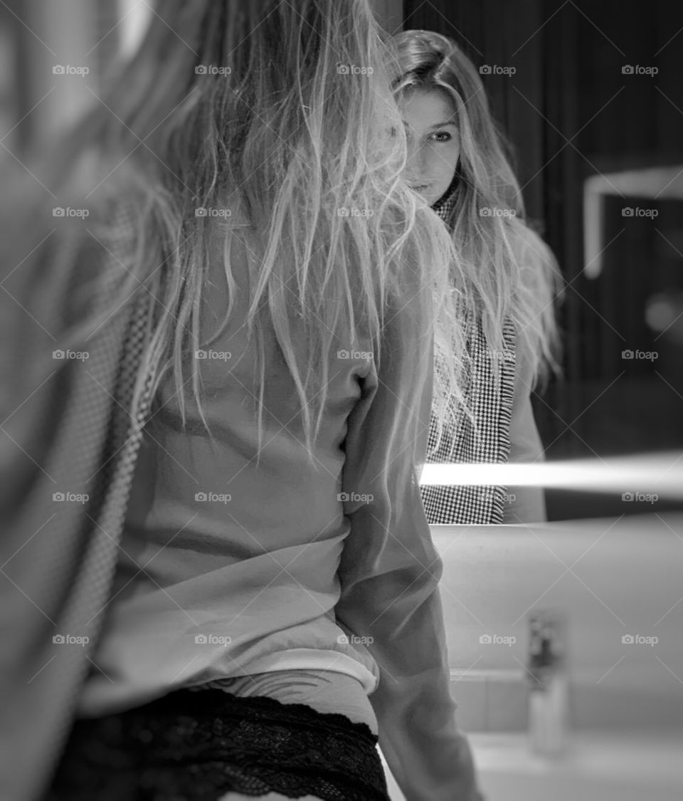 reflection in the mirror