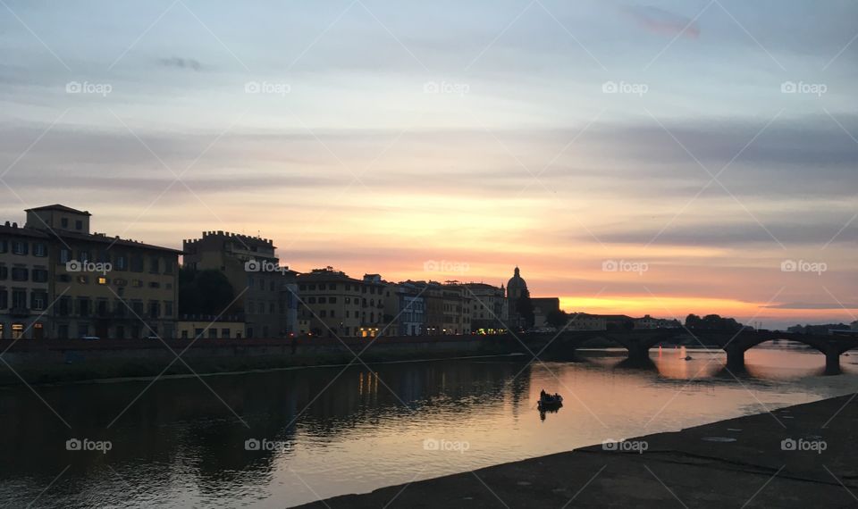 Sunset at Ponte Vecchio in Italy