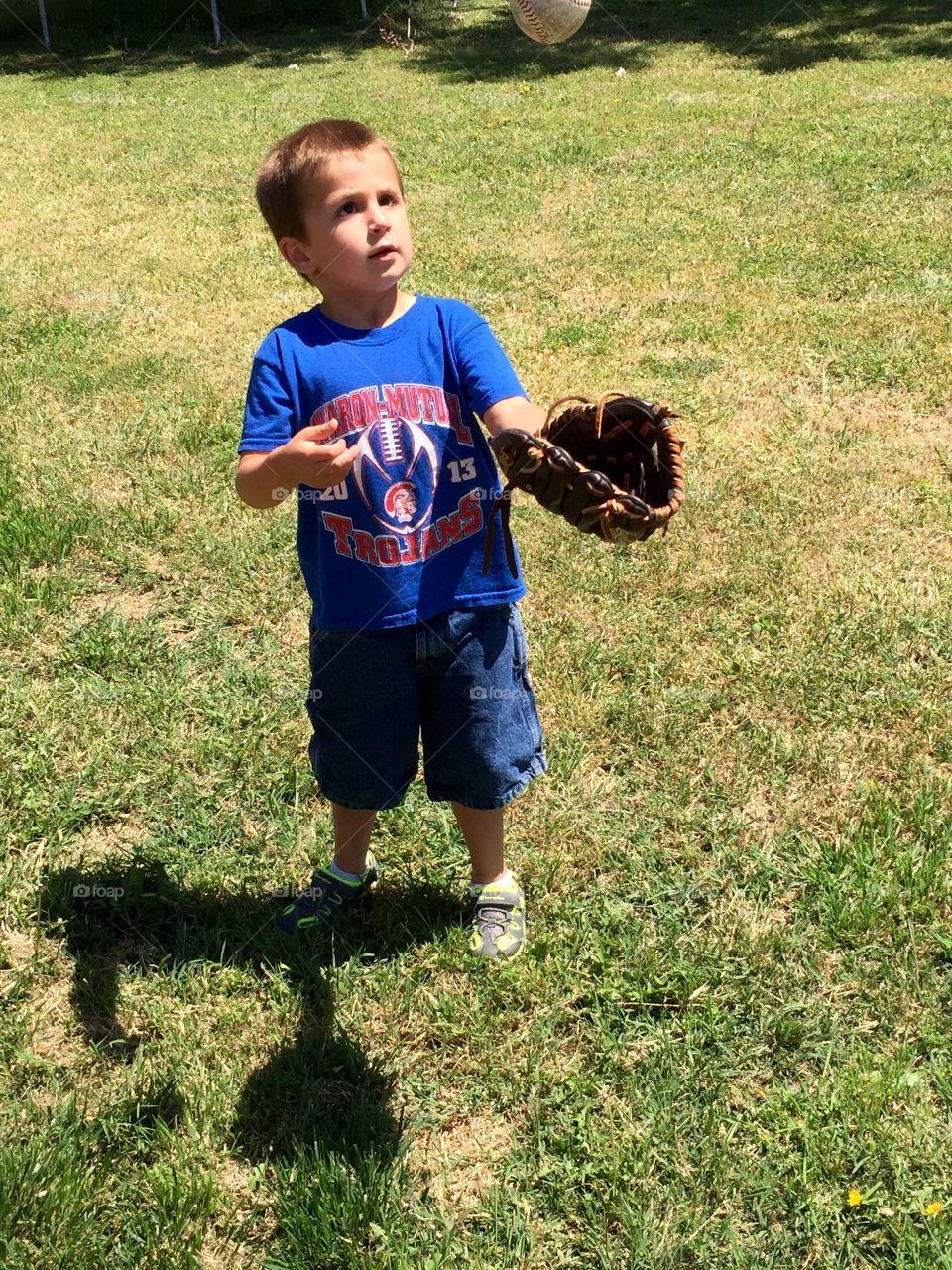 Practicing baseball