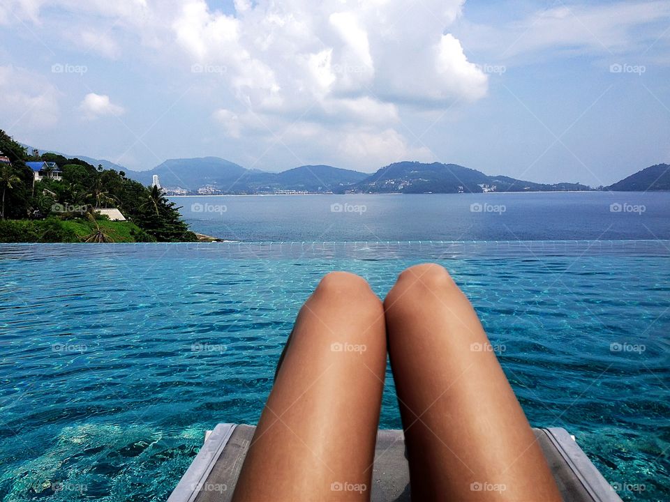 Relaxing at the swimming pool 