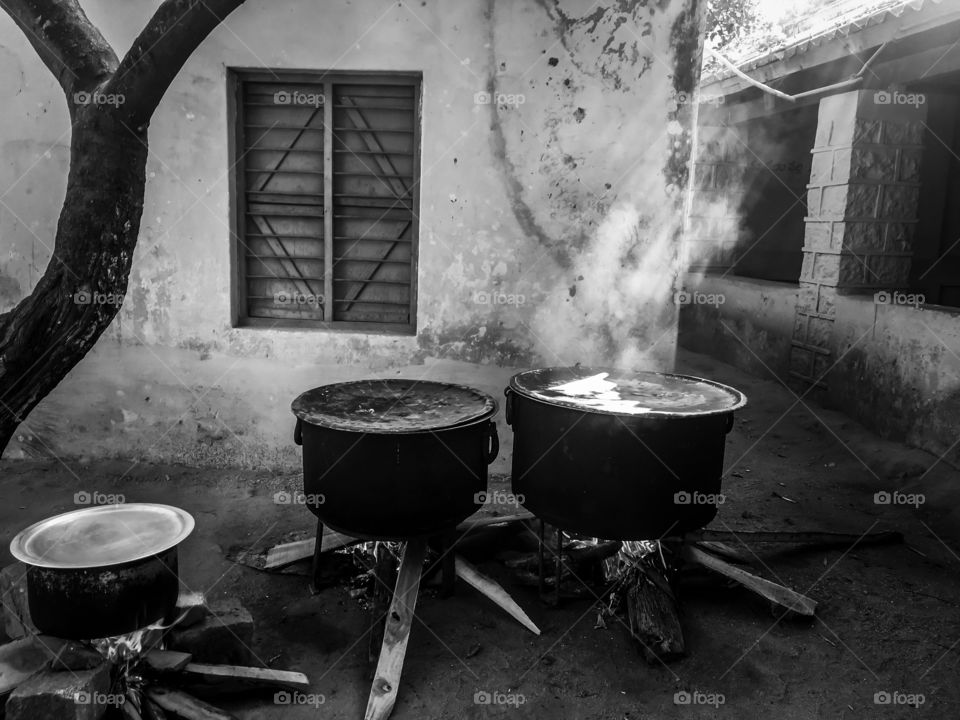 Cooking in the outdoor of the house