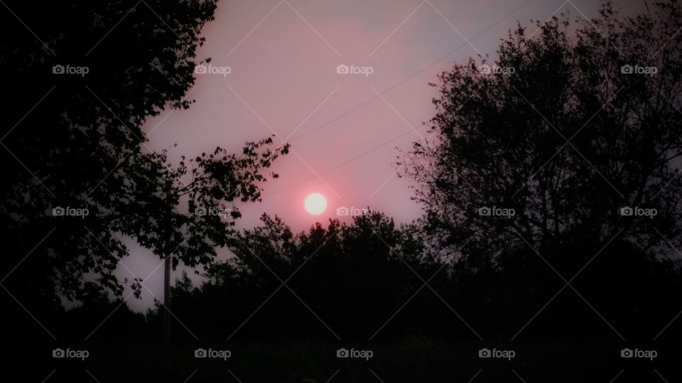 Hazy Red Sunset